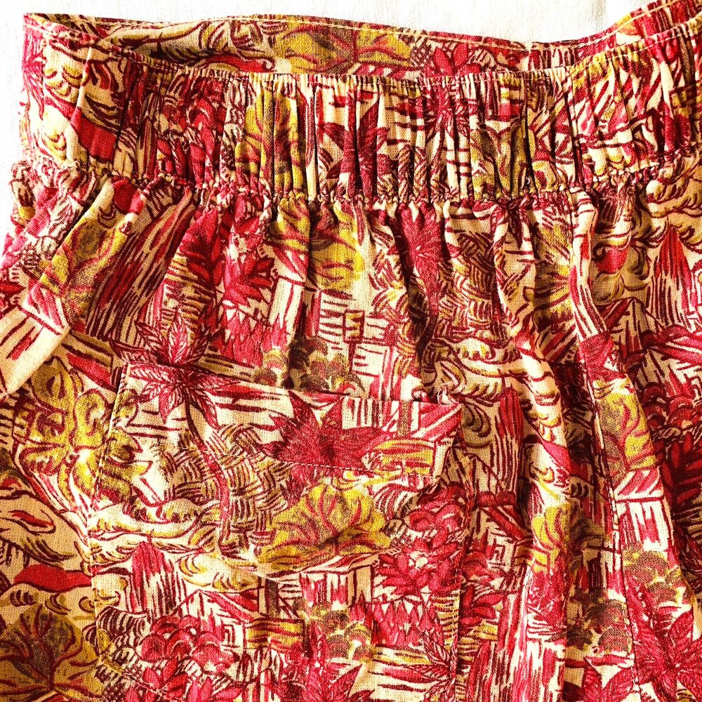 Joie Linen Rayon Pull-on Shorts Medium Pink Tropical Palm Beach Coastal Resort - Picture 5 of 11